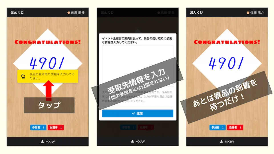 当選と景品獲得